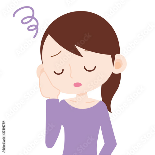 Illustration: 女性 上半身 思い悩む 女性 上半身 思い悩む