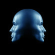 Two-faced head statue