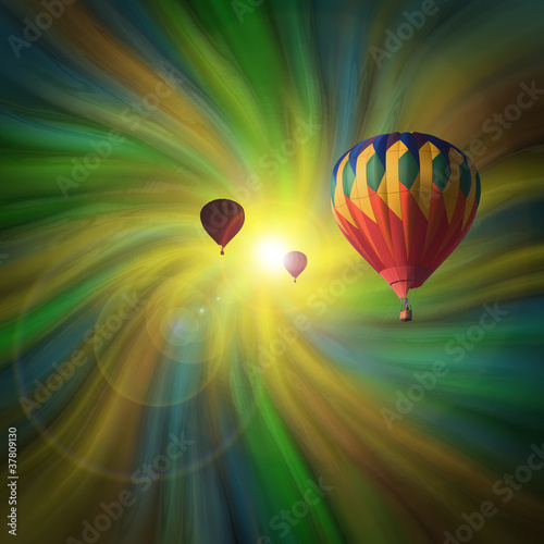 Photo: Hot-Air Balloons Flying in a Vortex Hot-Air Balloons Flying in a Vortex
