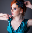 Portrait of terrific redhead young freckled girl