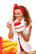 Young girl with Christmas gifts Young girl with Christmas gifts