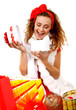 Young girl with Christmas gifts Young girl with Christmas gifts