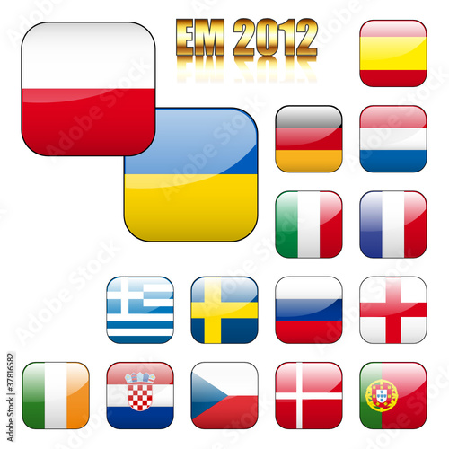 Vektor: Fußball 2012 Teilnehmer Icons, Buttons Fußball 2012 Teilnehmer Icons, Buttons