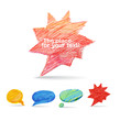 Set of comic style colorful hand-drawn talk clouds