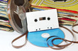 Vintage Records and Tape with a CD and Cassette.