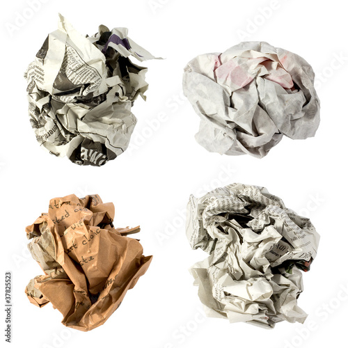 Photo: set of crumpled paper set of crumpled paper