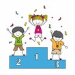 Niños en un podio.
