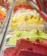 Sorbets and Gelatos in Display Case