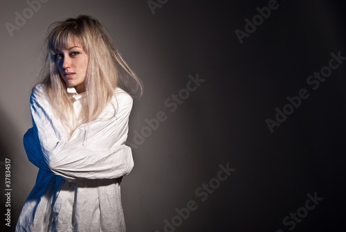 Photo: Portrait of mad girl. Portrait of mad girl.