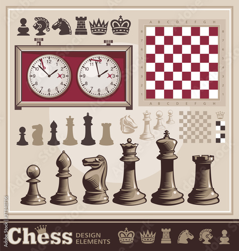 Vector: Set of Chess Design Elements Set of Chess Design Elements