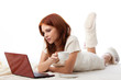 .Young woman with a laptop.