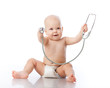 Baby with stethoscope.