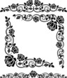 silhouette corners with roses decoration