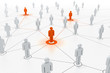 verbundene Schlüsselfiguren in einem Netzwerk orange