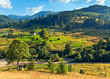 Summer mountain village landscape