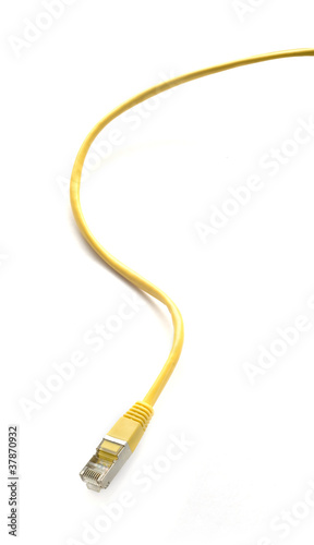 Photo: yellow network cable, isolated on white background yellow network cable, isolated on white background