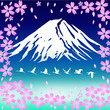 Fuji Mt. with Cherry flowers, vector image