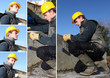 a workman working with a plumb