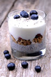 Chia breakfast with yogourt and blueberries