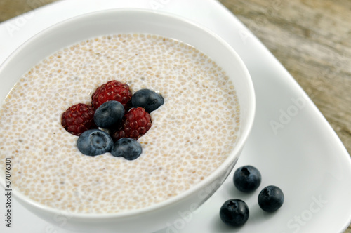 Photo: Bowl of chia cereal with berries Bowl of chia cereal with berries