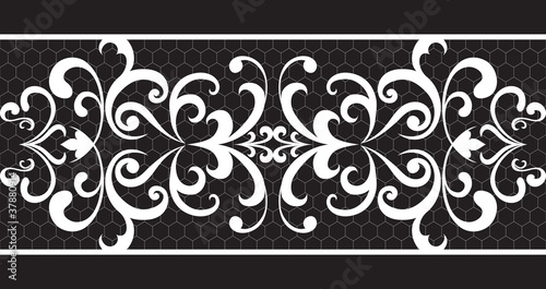 Vector: Seamless lace floral pattern isolated on black Seamless lace floral pattern isolated on black