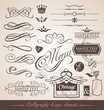 Set of calligraphic elements and page decorations