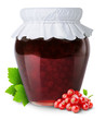 Red currants jam isolated on white
