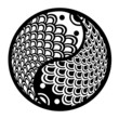 Chinese Pair of Fish in Yin Yang Circle Illustration