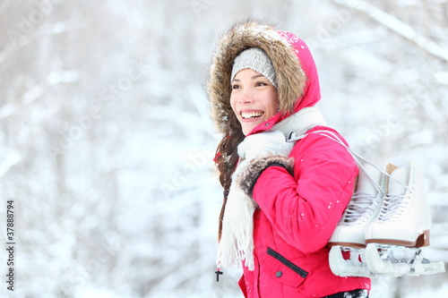 Photo: ice skating winter woman in snow ice skating winter woman in snow