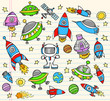 Outer Space Doodle Elements Vector  Set