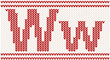 Red knitted Letter W on beige Background Red knitted Letter W on beige Background