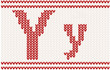 Red knitted Letter Y on beige Background Red knitted Letter Y on beige Background