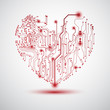 Sfondo con cuore su schema elettrico - Heart electric board