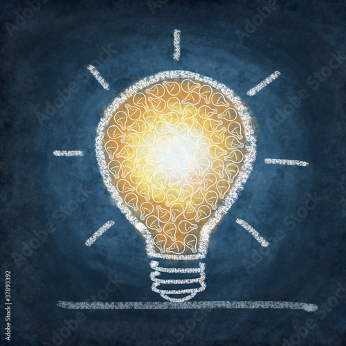Illustration: light bulb drawing by chalk light bulb drawing by chalk