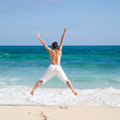 exercising by the shore