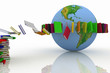 books fly into belt round the earth