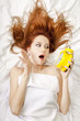Oversleep girl in bed