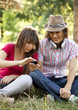 Foto: Couple at outdoors in spring time. Couple at outdoors in spring time.