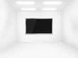 Futuristic white room with television Futuristic white room with television