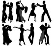 Dancer silhouettes isolated