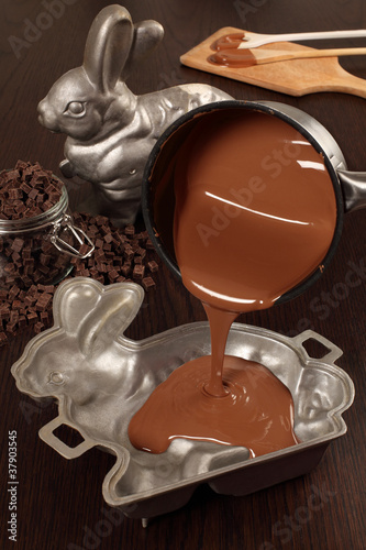 Photo: Making chocolate Easter bunny Making chocolate Easter bunny