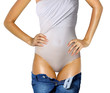 body in underwear and jeans