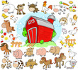 Farm Animals Design Elements Vector Set