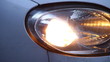 Automobile indicator light in a rainy day