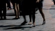 People's Legs Walking after New Year Celebration