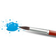 Abstract Paintbrush and Blue Paint Drop
