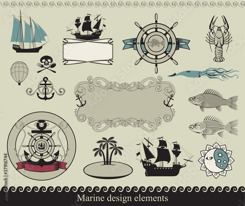 Vector: design elements to the marine theme design elements to the marine theme