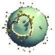 Illustration: planet with heart shaped island planet with heart shaped island