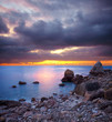 Sea stones at sunset