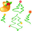 Christmas trees and christmas sock, vector Christmas trees and christmas sock, vector